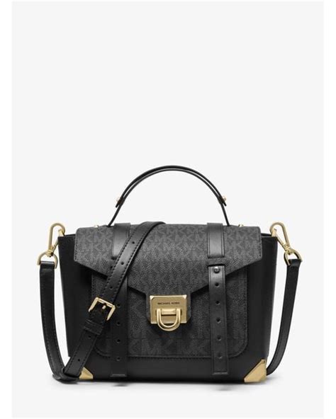 michael kors manhattan medium leather and logo satchel|Michael Kors manhattan black iridescent.